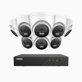 H500P - 3K 8 Channel 8 Cameras PoE Security System, Color & IR Night Vision, 3072*1728 Resolution, f/1.6 Aperture (0.005 Lux), Human & Vehicle Detection, Built-in Microphone,IP67